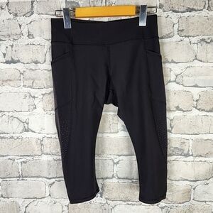 Lululemon Tight Stuff Crop Legging Black  Refelctive Dots Size 6